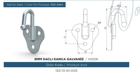 AHSAP SAC KASA KANCA SACLI 14 MM SACLI